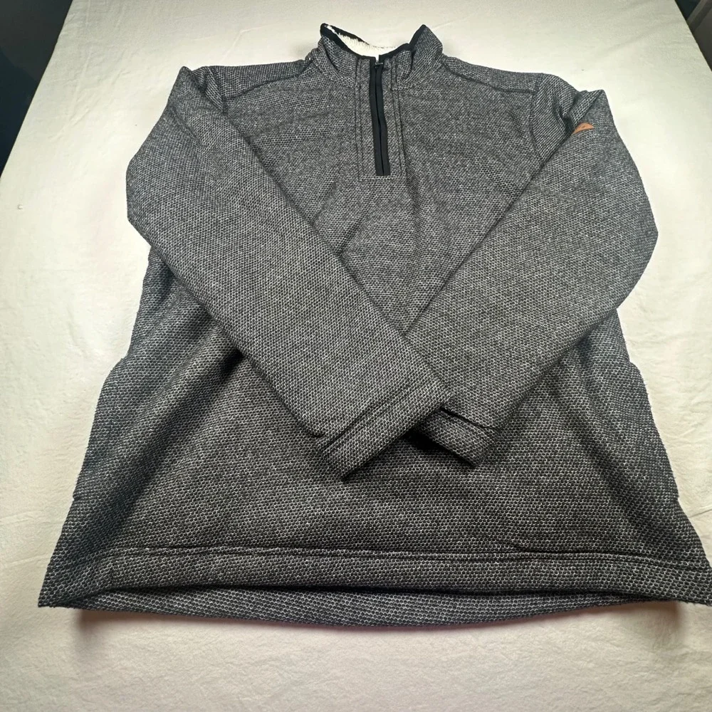 Orvis Brighton Men's Large Sherpa Fleece Lined Quarter Zip Pullover Sweater Gray
